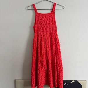 Zara Kids Vibrant Red/Coral Midi Dress